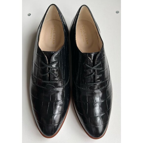 COLE HAAN Modern Classics Oxford - Black Croc Print - Picture 2 of 6